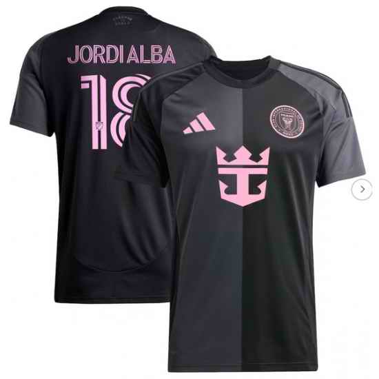 Men's Inter Miami CF Jordi Alba Ramos adidas Black 2025 The Fortitude Kit Replica Player Jersey